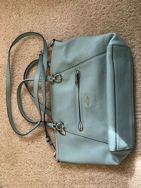 Coach Pebble Leather Shoulder Bag in Light Blue